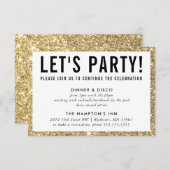 パーティーお祝い情報シンプル金ゴールドモダングリッター 招待状 (正面/裏面)