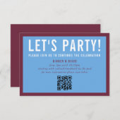 パーティーお祝い情報モダンミニマルマルーンブルー 招待状 (正面/裏面)