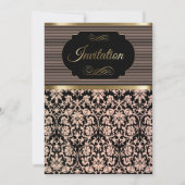 パーティーお祝い招待状インバラ、ブラック&金ゴールド 招待状 (正面)