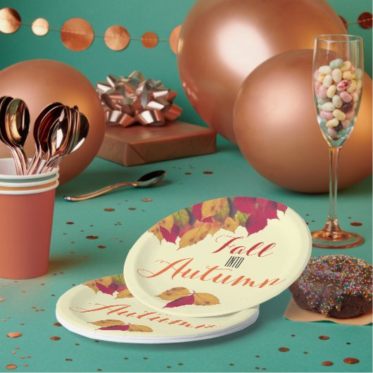 パーティーお祝い秋秋の季節の葉 ペーパープレート (複数)