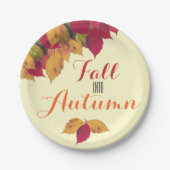 パーティーお祝い秋秋の季節の葉 ペーパープレート (正面)