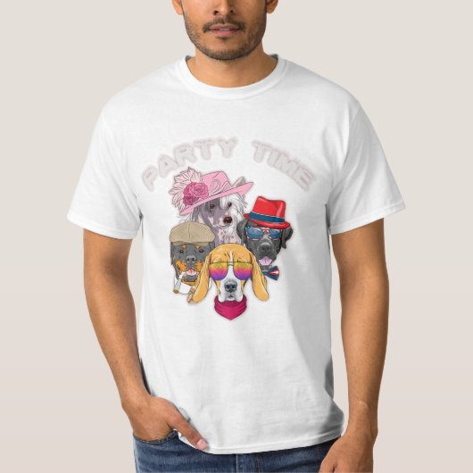 パーティーかわいいおもしろい動物 Tシャツ (正面)