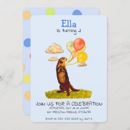 パーティーかわいらしバルーン招待状 招待状