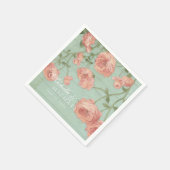 パーティーかわいらし赤面ピンクピーチバラウッドフェンス スタンダードカクテルナプキン (角)