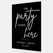 パーティーが始まるウェディングウェルカムブラック アクリルサイン (傾斜)