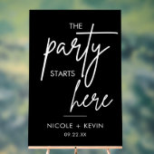 パーティーが始まるウェディングウェルカムブラック アクリルサイン (ニュートラル)