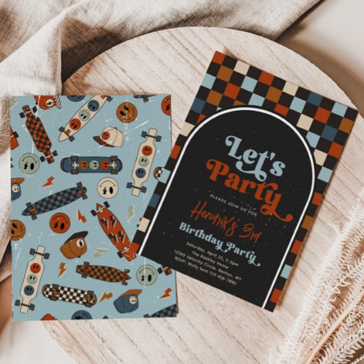 パーティーしよう！スケートボードの誕生日招待状 招待状