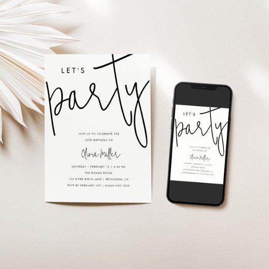 パーティーしよう！誕生日お祝い 招待状