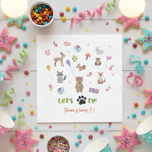 パーティーしよう！野生の動物の子供の誕生日 スタンダードランチョンナプキン