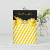 パーティーすべての行事イエロー白黒ストライプ 招待状 (スタンド正面)