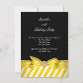 パーティーすべての行事イエロー白黒ストライプ 招待状 (裏面)