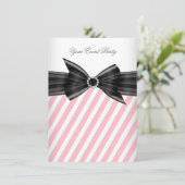 パーティーすべての行事ピンク白黒ストライプ 招待状 (スタンド正面)