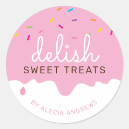 パーティーつや消しDRIPSかわいいケーキふりかけるピンク ラウンドシール