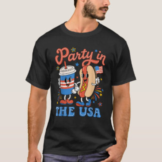 パーティーでアメリカかわいいソーダとホットドッグ愛国心4t tシャツ