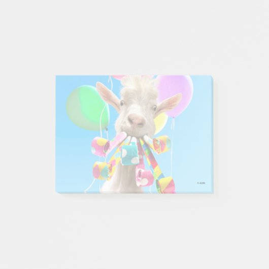 パーティーでクラッカーを鳴らすヤギ ポストイット (正面)