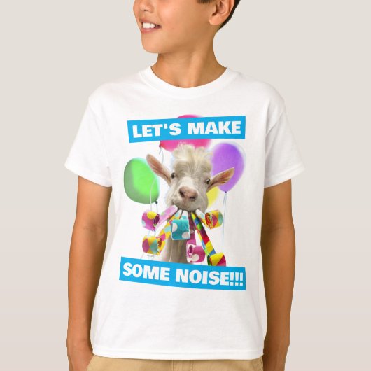 パーティーでクラッカーを鳴らすヤギ Tシャツ (正面)