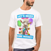 パーティーでクラッカーを鳴らすヤギ Tシャツ (正面)