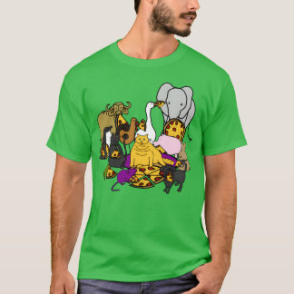 パーティーでピザを楽しむ動物たち フレンド Tシャツ