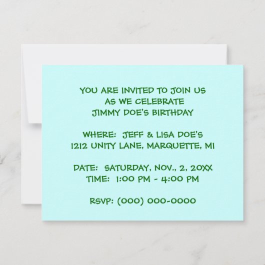 パーティーで私のパッドのユリのパッドのカエルの跳躍招待状 招待状 (裏面)