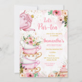 パーティーで紅茶を Let's Par-tea バースデーティーパーティー招待状 招待状 (正面)