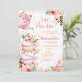 パーティーで紅茶を Let's Par-tea バースデーティーパーティー招待状 招待状 (スタンド正面)