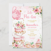 パーティーで紅茶を Let's Par-tea バースデーティーパーティー招待状 招待状 (正面)