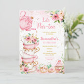 パーティーで紅茶を Let's Par-tea バースデーティーパーティー招待状 招待状 (スタンド正面)