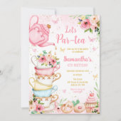 パーティーで紅茶を Let's Par-tea バースデーティーパーティー ご招待 招待状 (正面)