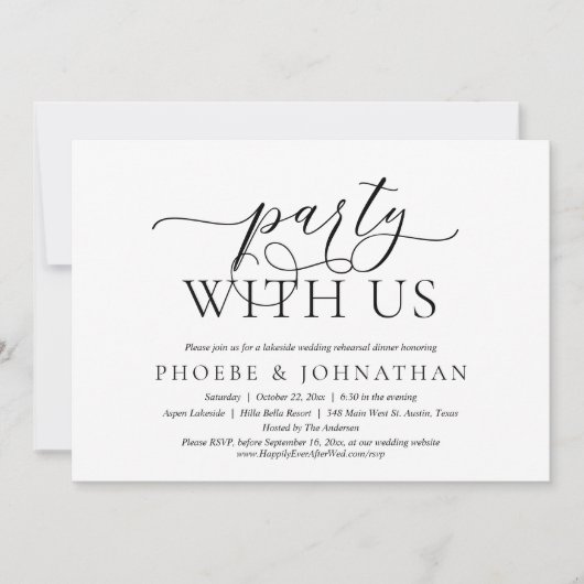 パーティーと一緒に、クラシー結婚のリハーサル 招待状 (正面)