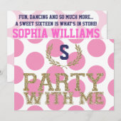パーティーとME Pink Love インスパイア Sweet 16 招待状 (正面/裏面)