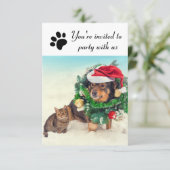 パーティーとUs Dog & Cat - 3x5ホリデーパーティ招待状 招待状 (スタンド正面)