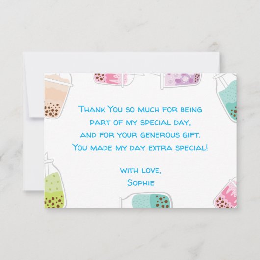 パーティーにお茶のボブバ ティー バースデー サンキューカード (正面)