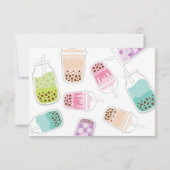 パーティーにお茶のボブバ ティー バースデー サンキューカード (裏面)