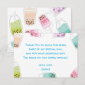 パーティーにお茶のボブバ ティー バースデー サンキューカード (正面/裏面)