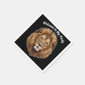 パーティーにようこそ ライオンの名前をカスタマイズ スタンダードカクテルナプキン (角)