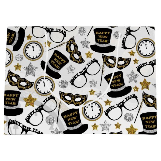 パーティーによって混合されるパターンバッグ大晦日 ラージペーパーバッグ (正面)