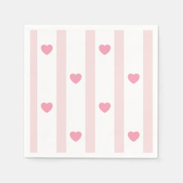 パーティーに最適なハートとストライプ スタンダードカクテルナプキン