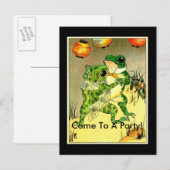 パーティーに来られるカエルのカップル! インビテーションポストカード (正面/裏面)