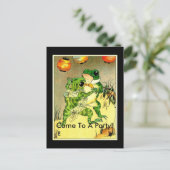 パーティーに来られるカエルのカップル! インビテーションポストカード (スタンド正面)