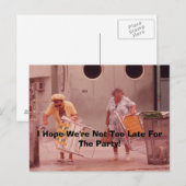 パーティーに遅すぎないといいな！-ヴィンテージ インビテーションポストカード (正面/裏面)