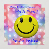 パーティーのお知らせ！楽しいスマイルの招待状 招待状 (正面/裏面)