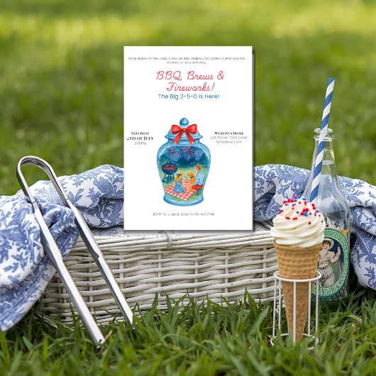 パーティーのお知らせ：BBQ、ビール、打ち上げ花火　アメリカ独立250周年 招待状