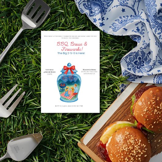 パーティーのお知らせ：BBQ、ビール、打ち上げ花火　アメリカ独立250周年 招待状