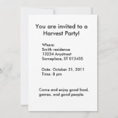 パーティーのお誘い - ハロウィンのカボチャ 招待状 (裏面)