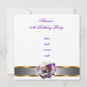 パーティーのご招待 40歳の誕生日 紫と白の花 ファビュラス 招待状 (裏面)