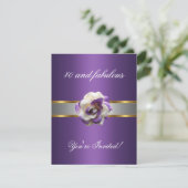 パーティーのご招待 40歳の誕生日 紫と白の花 ファビュラス 招待状 (スタンド正面)