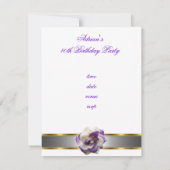 パーティーのご招待 40歳の誕生日 紫と白の花 ファビュラス 招待状 (裏面)