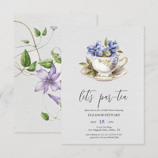 パーティーのご招待 Let's Par-Tea Tea Party 招待状 (正面/裏面)