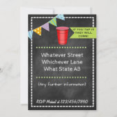 パーティーのためのおしゃれなチョークボード招待状 招待状 (裏面)