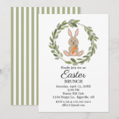 パーティーのためのイースター招待かわいいウサギ 招待状 (正面/裏面)